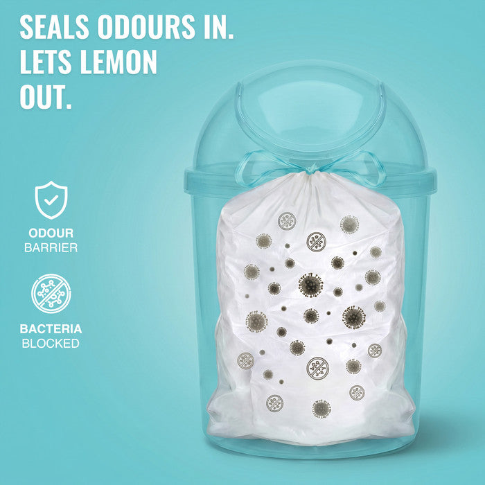 EcoBag - White Kitchen Drawstring Bin Liner - 20L - 24 Micron - Heavy Duty, Extra Strong, Eco-Friendly, Tear Resistant & Recyclable