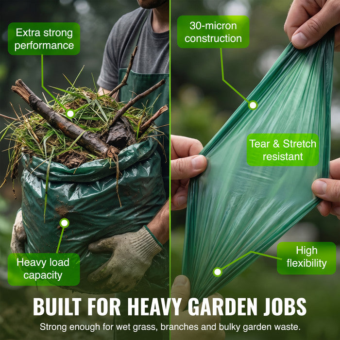 EcoBag - 25 Pack Extra Strong Heavy Duty Garden Sacks - 80L - Recyclable, Leak Resistant, Eco-Friendly & Durable
