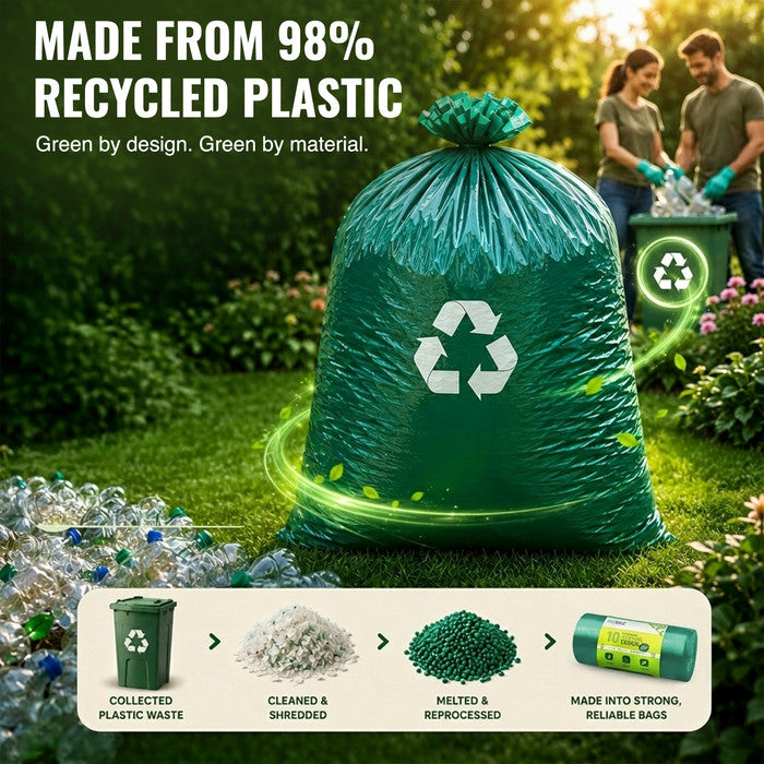 EcoBag - 10 Pack Extra Strong Heavy Duty Garden Sacks - 120L - Recyclable, Leak Resistant, Eco-Friendly & Durable