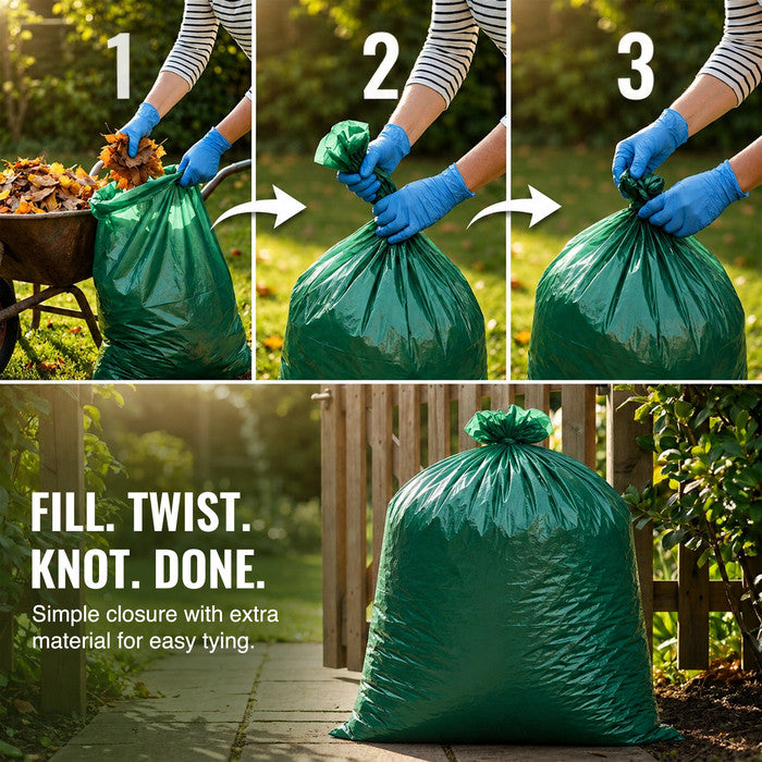 EcoBag - 10 Pack Extra Strong Heavy Duty Garden Sacks - 120L - Recyclable, Leak Resistant, Eco-Friendly & Durable