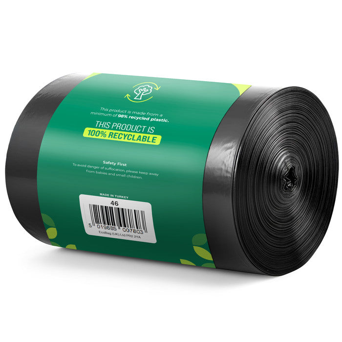 EcoBag - 50 Pack Extra Strong Heavy Duty Refuse Sacks - 100L - 33 Micron - Recyclable Bin Bags, Leak Resistant, Eco-Friendly, Durable Waste Disposal Bags for Household & Commercial Use