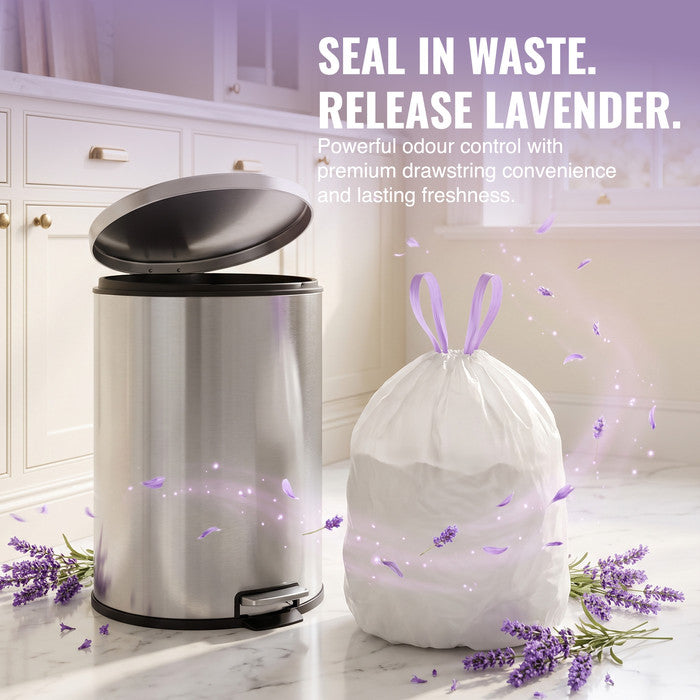 EcoBag - White Kitchen Drawstring Bin Liner - 30L - 25 Micron - Heavy Duty, Extra Strong, Eco-Friendly, Tear Resistant & Recyclable