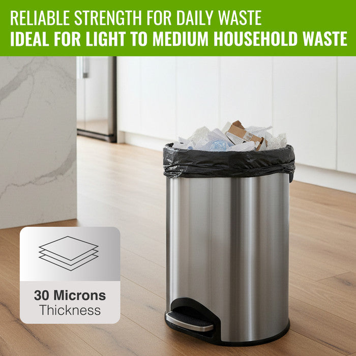 EcoBag Refuse Sacks, Recyclable & Leak Resistant, 50L Everyday (30µm) | 50 pack, 98% recycled plastic, 600 x 800mm, leak-resistant & eco-friendly, for household & commercial use