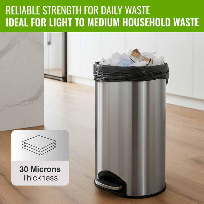 EcoBag Refuse Sacks, Recyclable & Leak Resistant, 70L Everyday (30µm) | 50 pack, 98% recycled plastic, 725 x 850mm, leak-resistant & eco-friendly, for household & commercial use