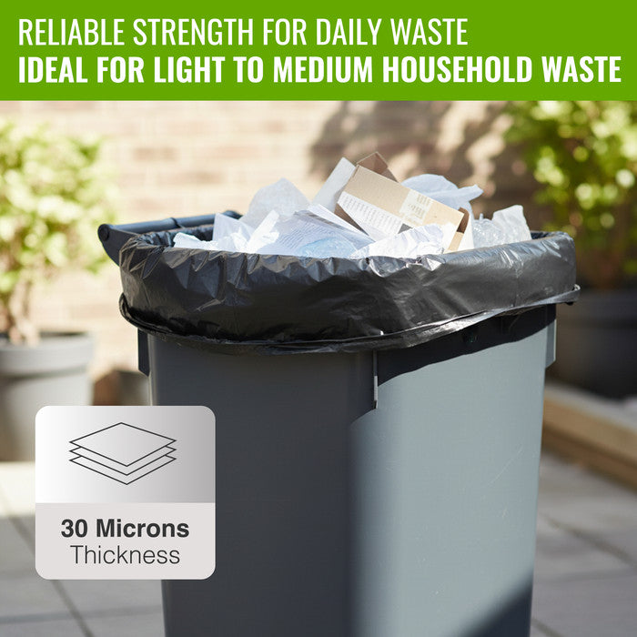 EcoBag - 50 Pack Extra Strong Heavy Duty Refuse Sacks - 100L - 30 Micron - Recyclable Bin Bags, Leak Resistant, Eco-Friendly, Durable Waste Disposal Bags for Household & Commercial Use
