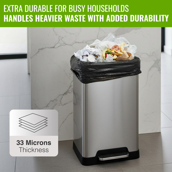 EcoBag - 50 Pack Extra Strong Heavy Duty Refuse Sacks - 70L - 33 Micron - Recyclable Bin Bags, Leak Resistant, Eco-Friendly, Durable Waste Disposal Bags for Household & Commercial Use