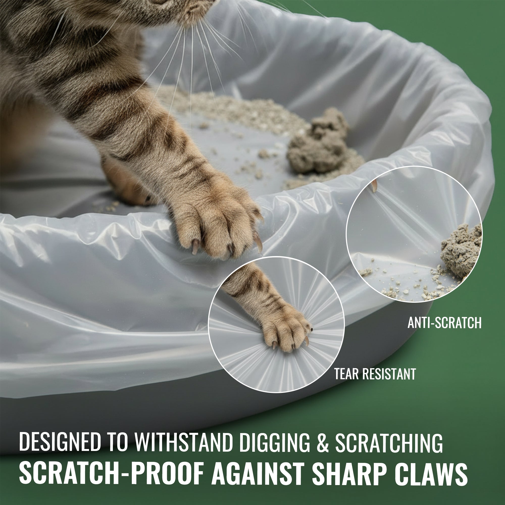 Ecobag - 10 Pack Cat Litter Tray Liners - 30L - 27 Microns - Heavy Duty Cat Litter Bags, Recycled Litter Liners, Durable Tray Liners, Eco-Friendly & Easy to Dispose (960 x 460 mm)