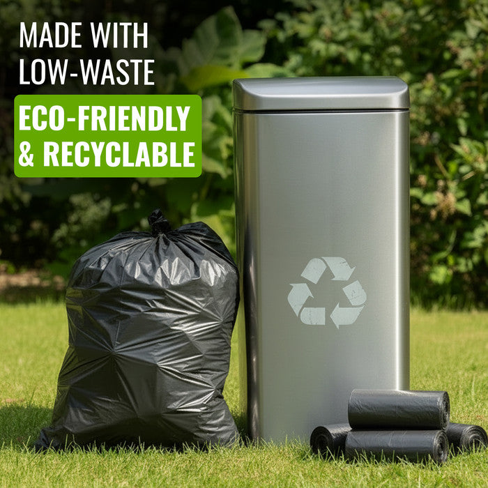 EcoBag - 50 Pack Extra Strong Heavy Duty Refuse Sacks - Recyclable Bin Bags, Leak Resistant, Eco-Friendly, Durable Waste Disposal Bags for Household & Commercial Use - 35 Micron - 70 L