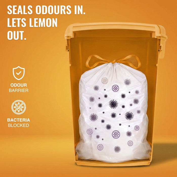 EcoBag - White Kitchen Drawstring Bin Liner - 60L - 28 Micron - Durable, Eco-Friendly, Tear Resistant, Clear Recycling Bags