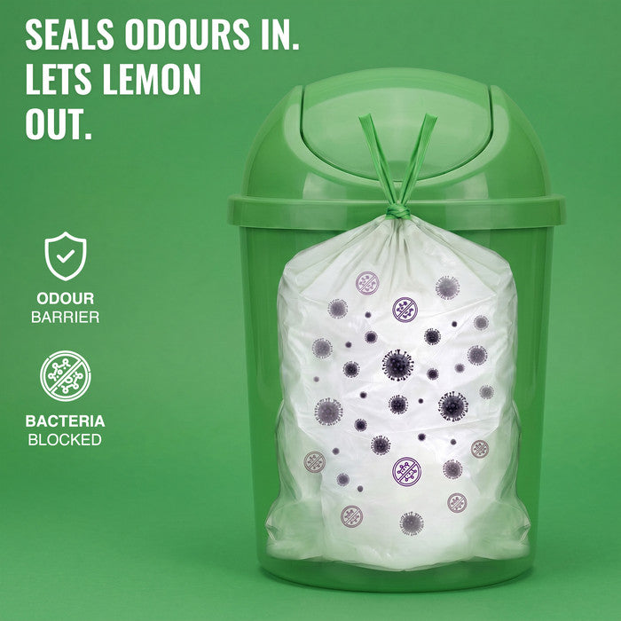 EcoBag - White Kitchen Drawstring Bin Liner - 30L - 25 Micron - Heavy Duty, Extra Strong, Eco-Friendly, Tear Resistant & Recyclable