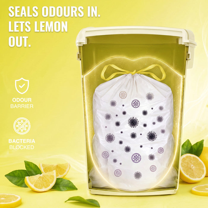 EcoBag - White Kitchen Drawstring Bin Liner - 60L - 28 Micron - Durable, Eco-Friendly, Tear Resistant, Clear Recycling Bags