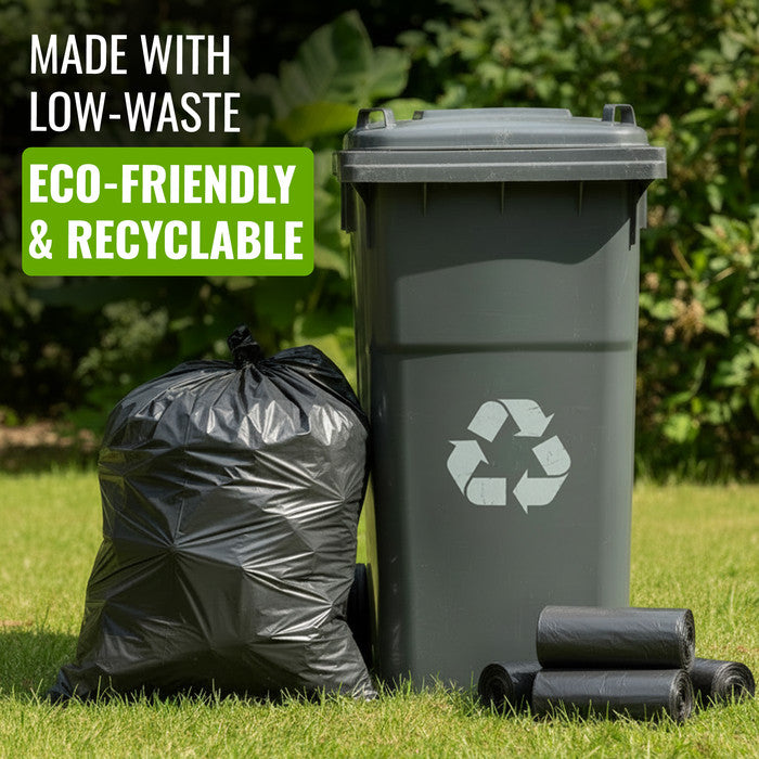 EcoBag - 50 Pack Extra Strong Heavy Duty Refuse Sacks - 100L - 30 Micron - Recyclable Bin Bags, Leak Resistant, Eco-Friendly, Durable Waste Disposal Bags for Household & Commercial Use