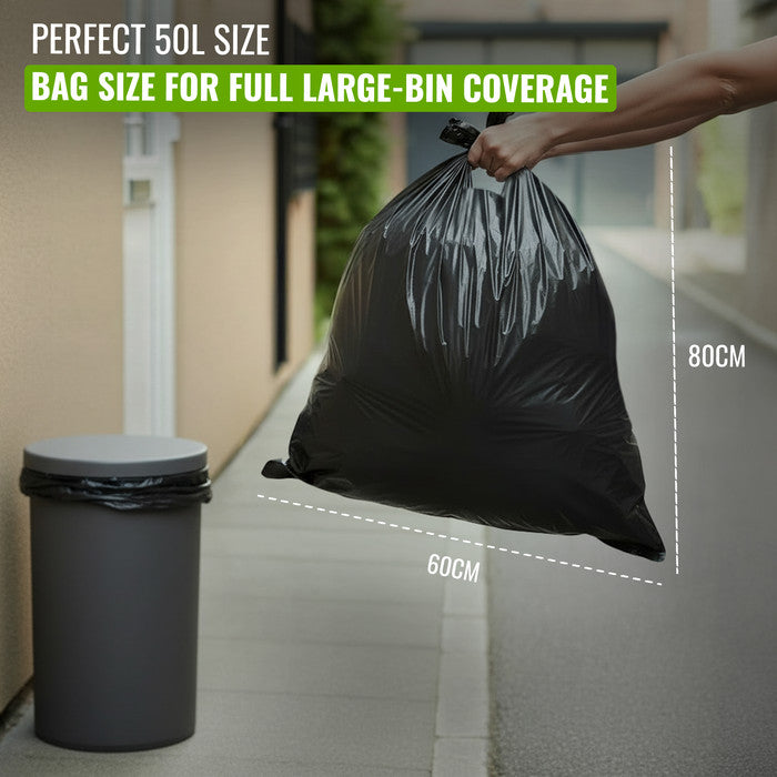 EcoBag Refuse Sacks, Recyclable & Leak Resistant, 50L Everyday (30µm) | 50 pack, 98% recycled plastic, 600 x 800mm, leak-resistant & eco-friendly, for household & commercial use