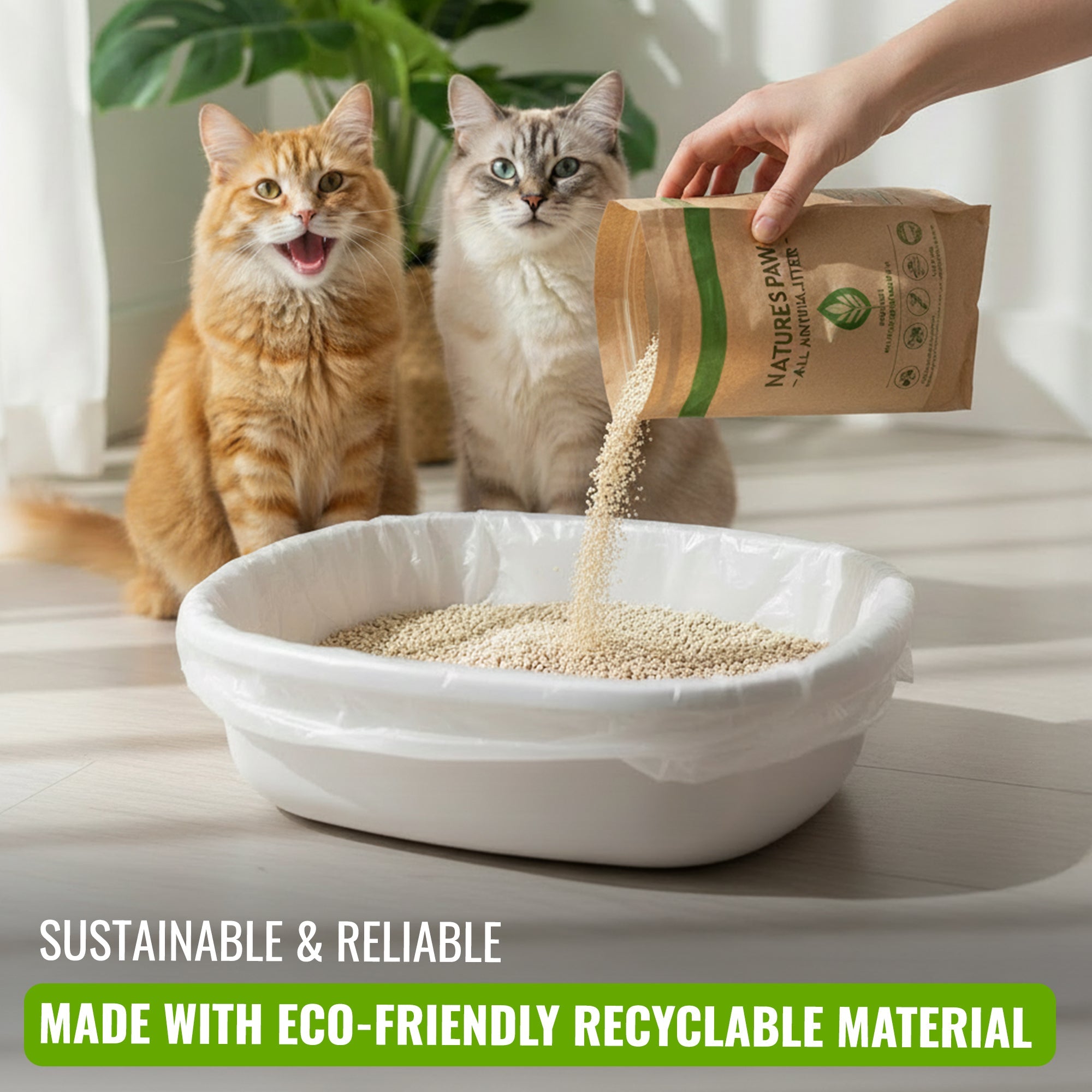 Ecobag - 30 Pack Cat Litter Tray Liners - 30L - 27 Microns - Heavy Duty Cat Litter Bags, Recycled Litter Liners, Durable Tray Liners, Eco-Friendly & Easy to Dispose (960 x 460 mm)