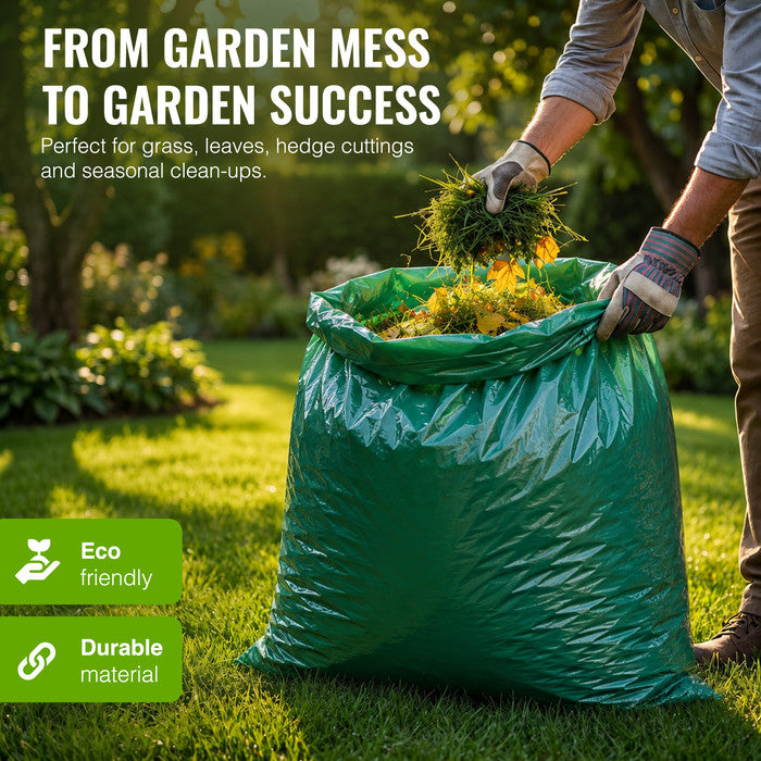 EcoBag - 10 Pack Extra Strong Heavy Duty Garden Sacks - 120L - Recyclable, Leak Resistant, Eco-Friendly & Durable