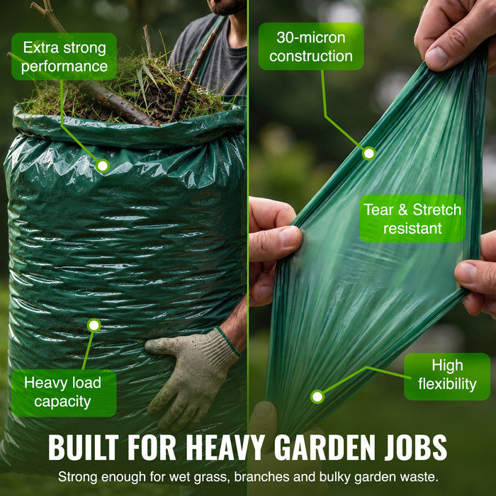 EcoBag - 10 Pack Extra Strong Heavy Duty Garden Sacks - 120L - Recyclable, Leak Resistant, Eco-Friendly & Durable