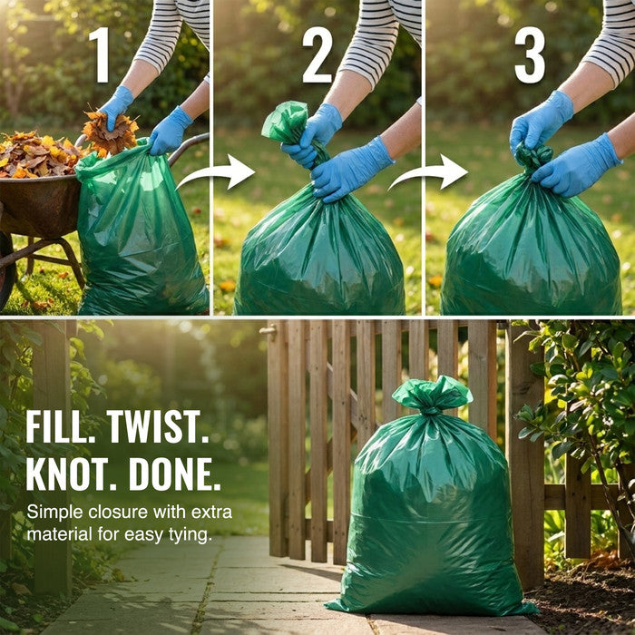 EcoBag - 25 Pack Extra Strong Heavy Duty Garden Sacks - 80L - Recyclable, Leak Resistant, Eco-Friendly & Durable