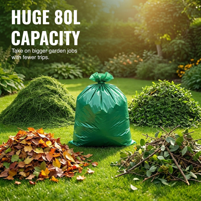 EcoBag - 25 Pack Extra Strong Heavy Duty Garden Sacks - 80L - Recyclable, Leak Resistant, Eco-Friendly & Durable