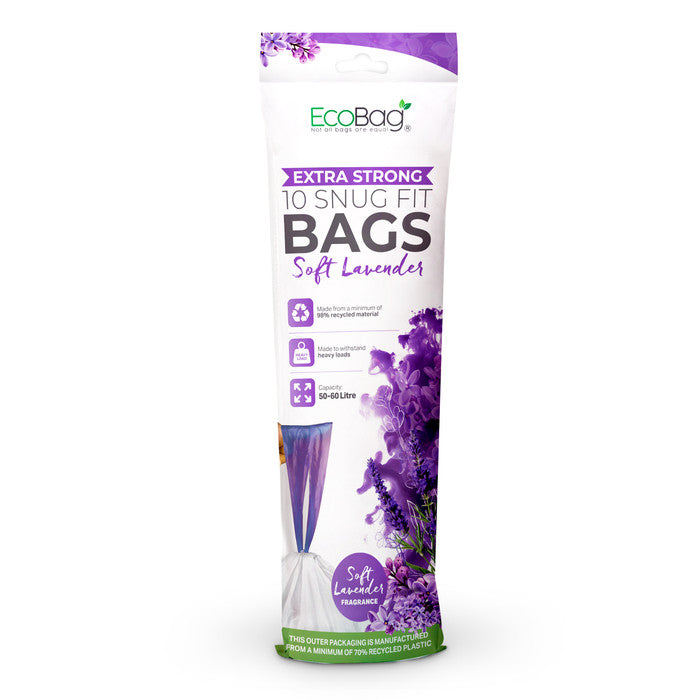 EcoBag - White Kitchen Drawstring Bin Liner - 60L - 28 Micron - Durable, Eco-Friendly, Tear Resistant, Clear Recycling Bags