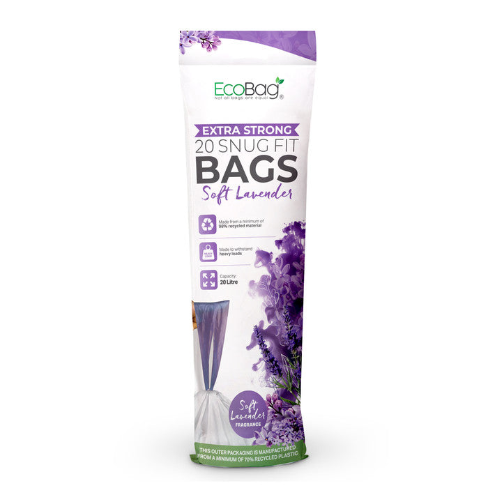 EcoBag - White Kitchen Drawstring Bin Liner - 20L - 24 Micron - Heavy Duty, Extra Strong, Eco-Friendly, Tear Resistant & Recyclable