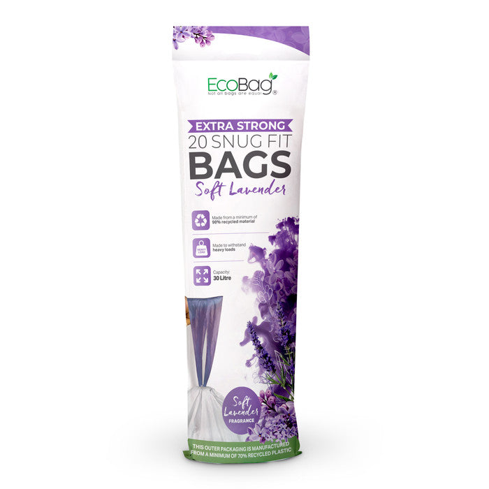 EcoBag - White Kitchen Drawstring Bin Liner - 30L - 25 Micron - Heavy Duty, Extra Strong, Eco-Friendly, Tear Resistant & Recyclable