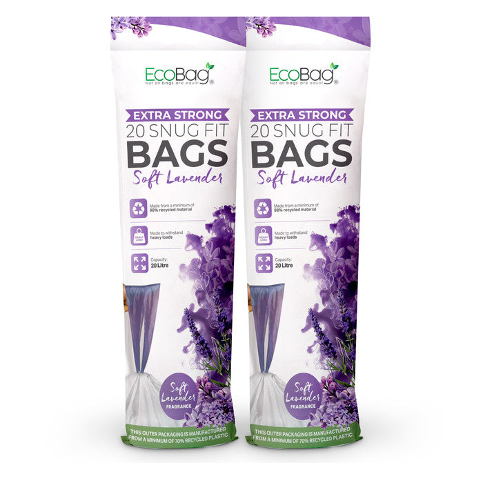 EcoBag - White Kitchen Drawstring Bin Liner - 20L - 24 Micron - Heavy Duty, Extra Strong, Eco-Friendly, Tear Resistant & Recyclable