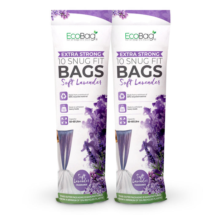 EcoBag - White Kitchen Drawstring Bin Liner - 60L - 28 Micron - Durable, Eco-Friendly, Tear Resistant, Clear Recycling Bags