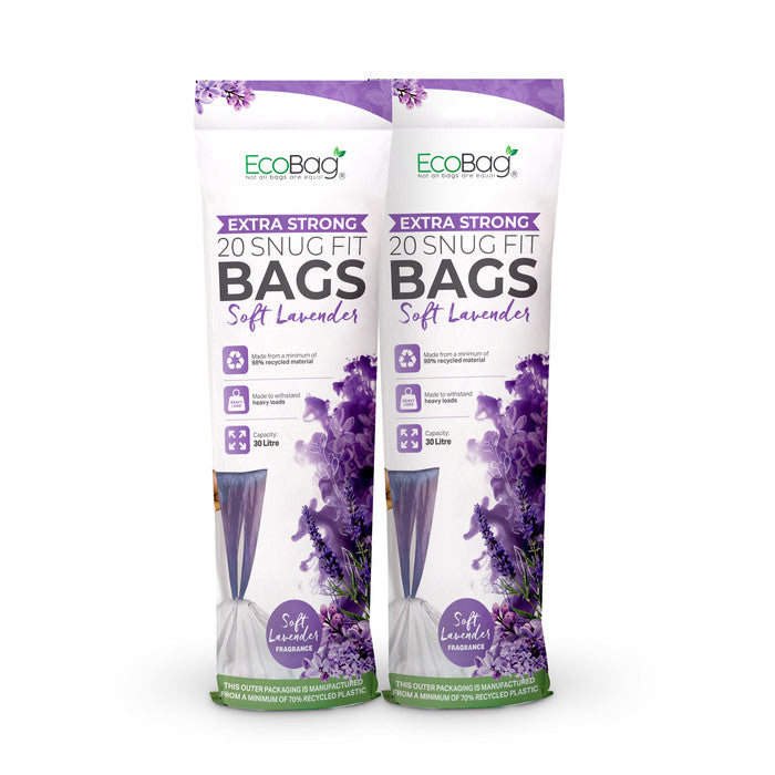 EcoBag - White Kitchen Drawstring Bin Liner - 30L - 25 Micron - Heavy Duty, Extra Strong, Eco-Friendly, Tear Resistant & Recyclable