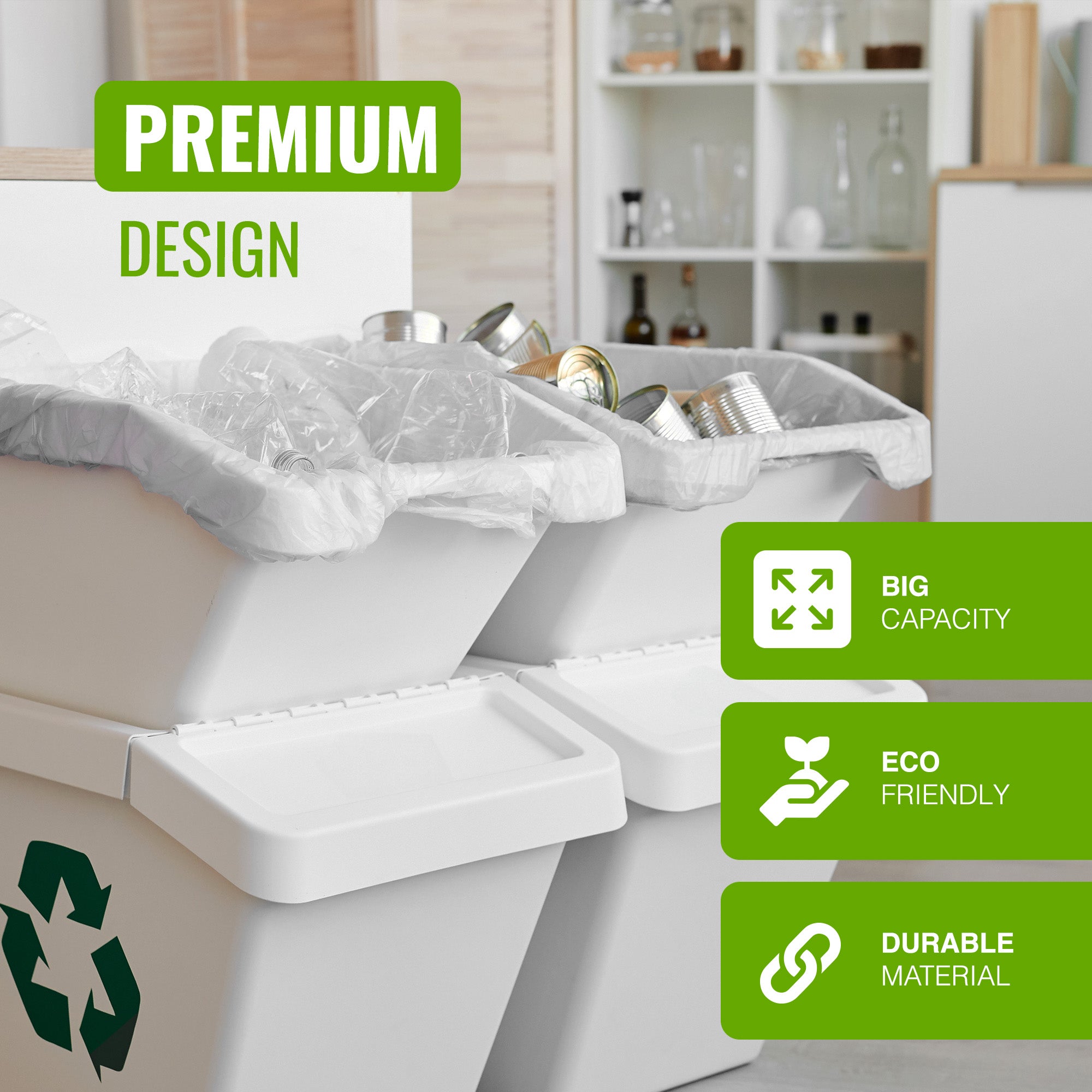 EcoBag - 20 Pack Heavy Duty Refuse Sacks - 100L - Recyclable, Leak Resistant & Durable