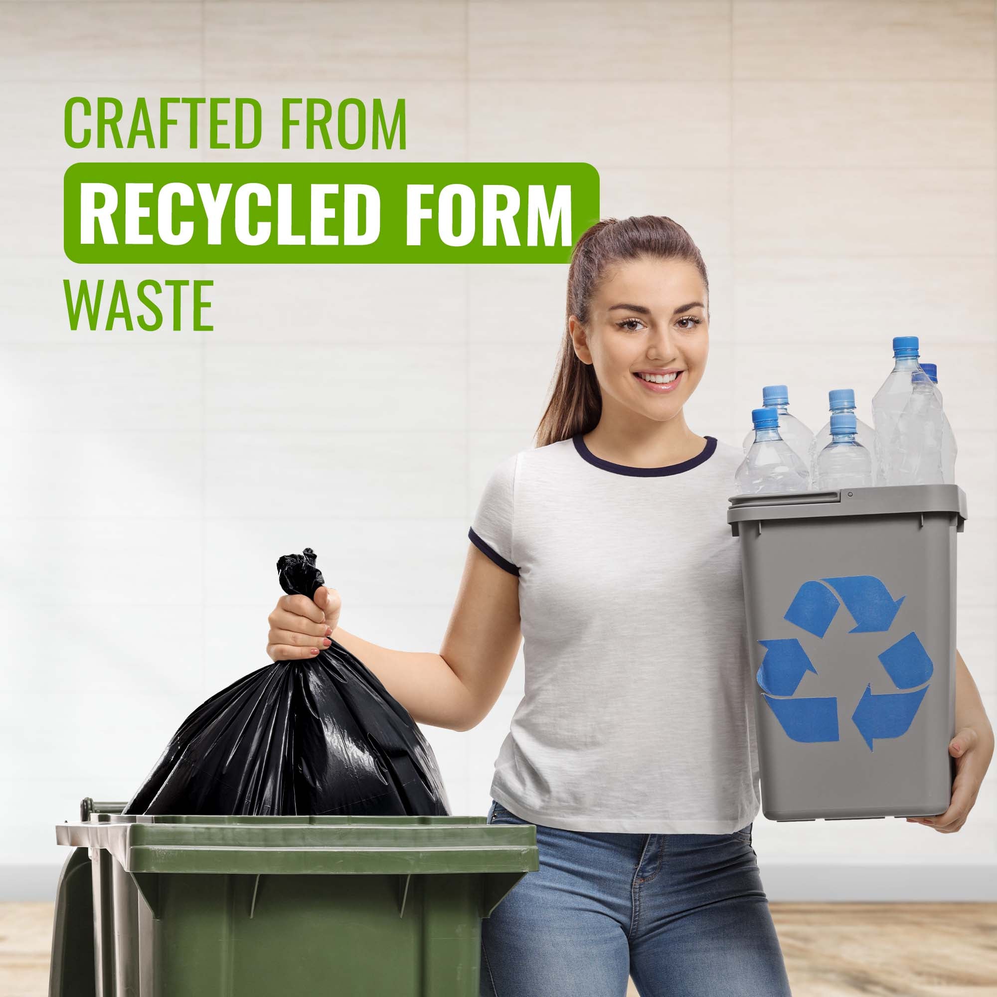 Ecobag - 20 Pack Eco-Friendly Wheelie Bin Liners - 240L - 18 Microns - Heavy Duty & Leak Resistant Recycling Bags for Garden, Kitchen, House, Office & Caterers (1194 × 1325mm)