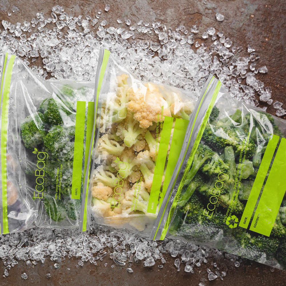 Ecobag- 20 Pack Reusable Freezer/Sandwich Bags - 4.5 Litre Size, 35 Microns - Eco-Friendly Sugarcane Plastic - Recyclable & Reusable- 250x300mm